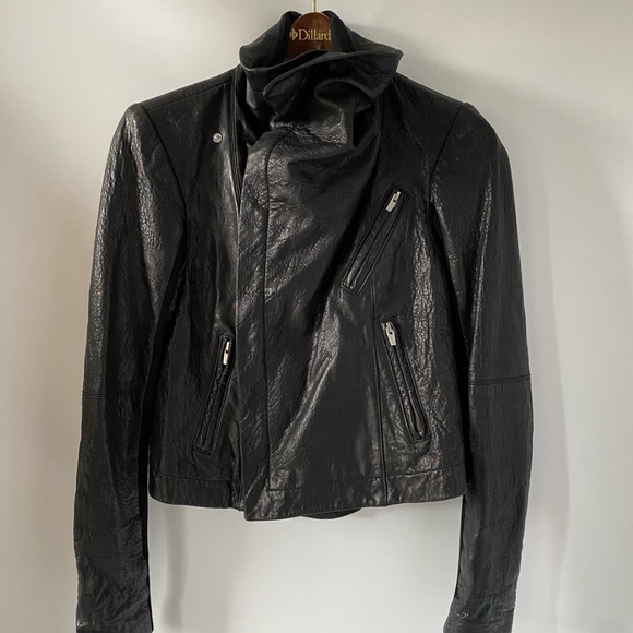 Veda Max Classic Leather Moto Jacket Black Women’s S Asymmetric Zip - Picture 2 of 9